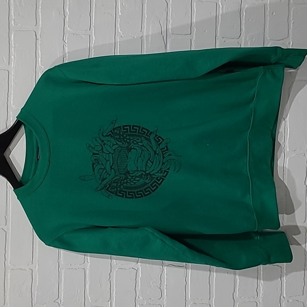 Crooks & Castles Medusa Snake Green Serpent Sweatshirt Greek Mythology Crest M
